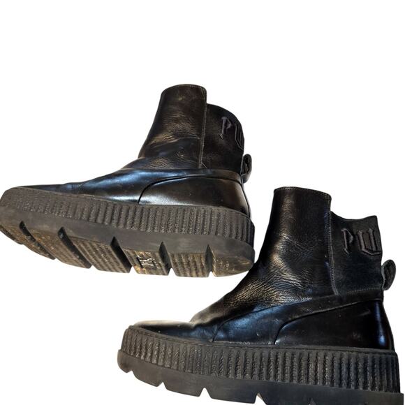 PUMA 9 Black Women's Ankle Boots 2 Inch Platform Heavy Quality Shoe - Picture 2 of 9